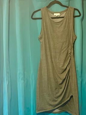 Sleeveless Olive Ruched Side Dress